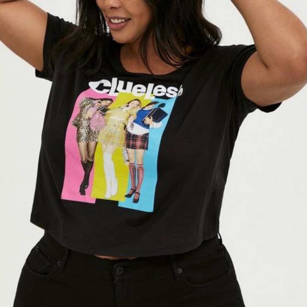NWT Torrid 3X Clueless Black Crop Crew Tee
